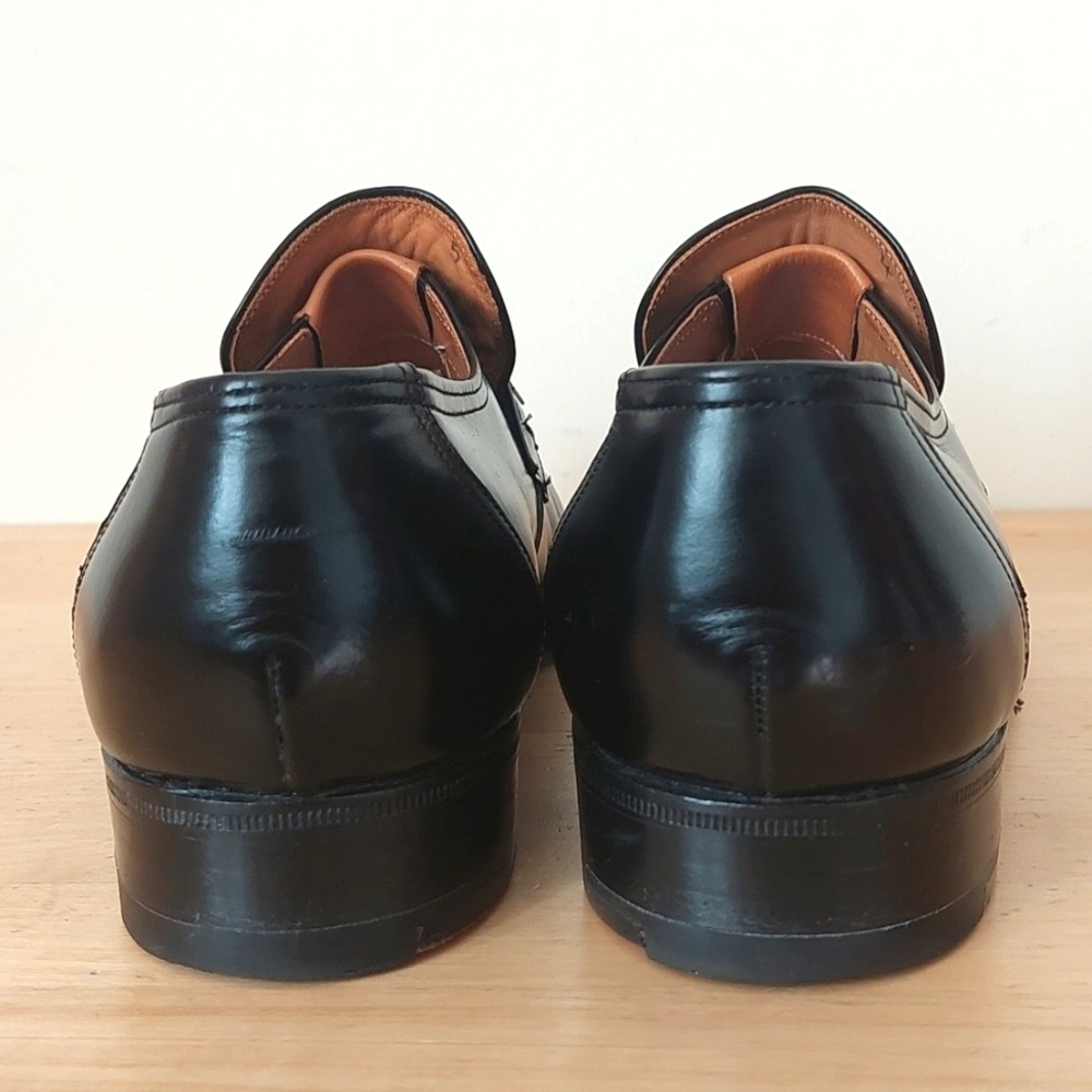 Black Leather Slip-On Men’s Dress Loafers - Picture 5 of 16